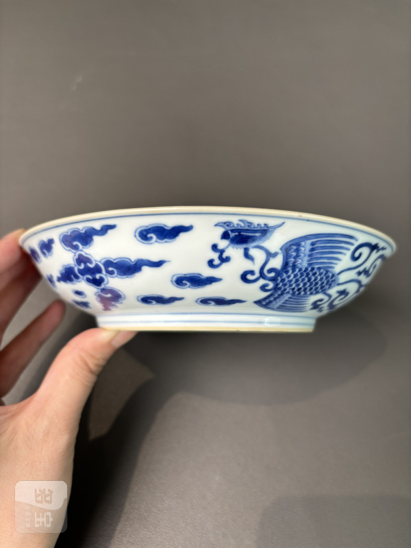 清乾隆 青花双凤纹盘 - 图6